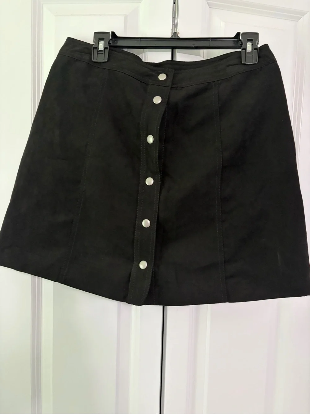 H&M Divided - Black Velvet Button-Front A-Line Skirt